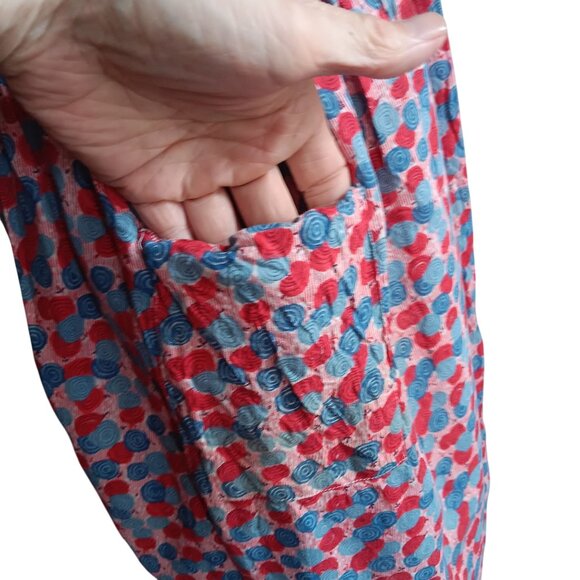 1OF1 Medium Vintage 1940s 50s Apron Wrap Chore Dress Side Tie Handmade MCM Farm - Picture 9 of 13